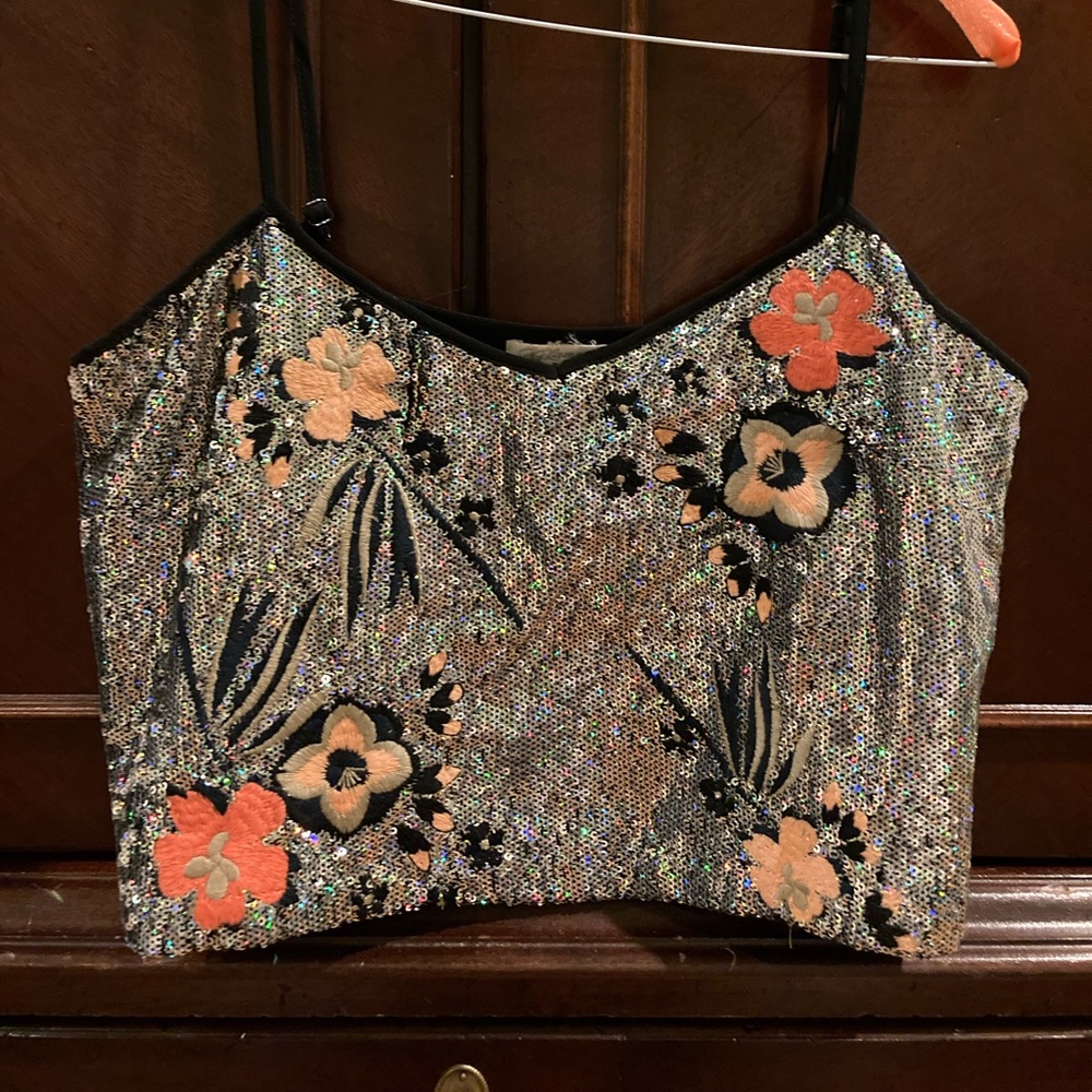 Sequined crop top